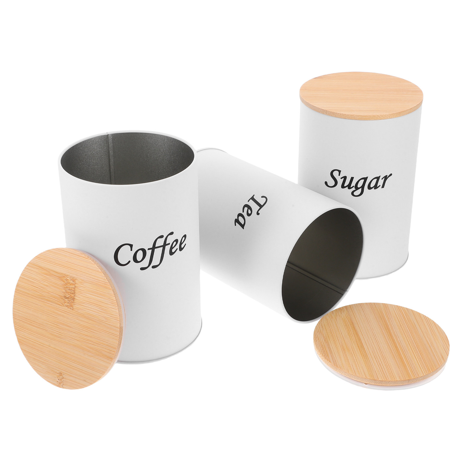 Coffee Tea Beans - Juego de 3 Recipientes Herméticos Redondos