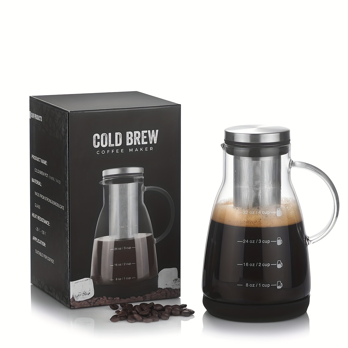 Cold Brew Jar - Jarra de Vidrio Clásica de 24oz