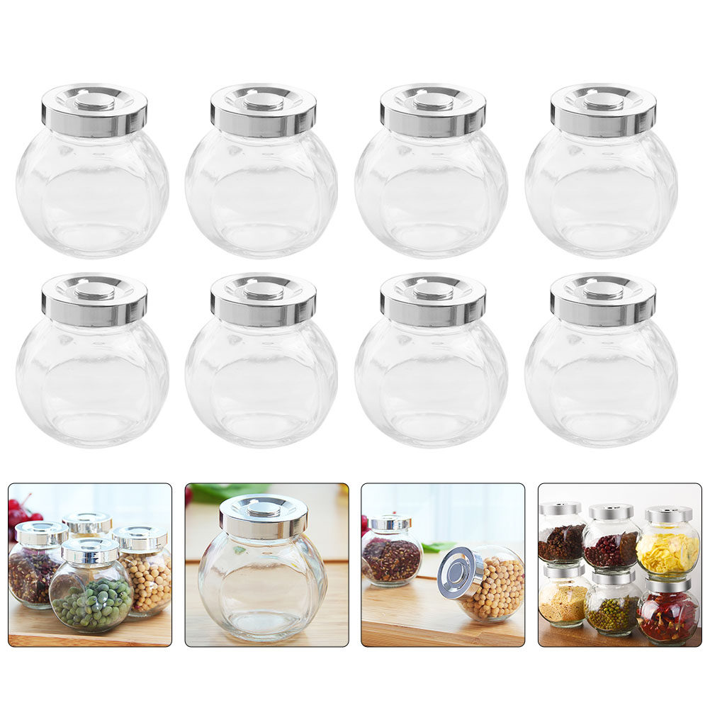Coffee Tea Beans - 8 Frascos de Vidrio Transparentes y